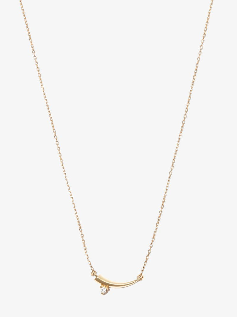 14k Yellow Gold Thorn Tiny Diamond Necklace