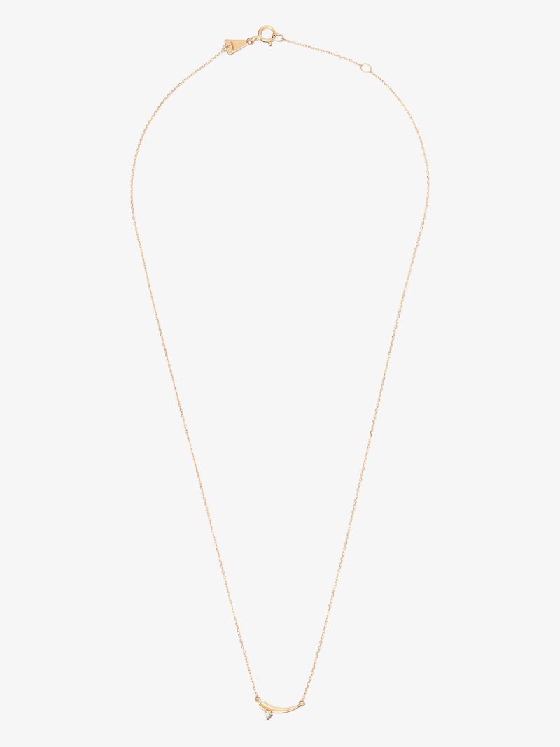 14k Yellow Gold Thorn Tiny Diamond Necklace