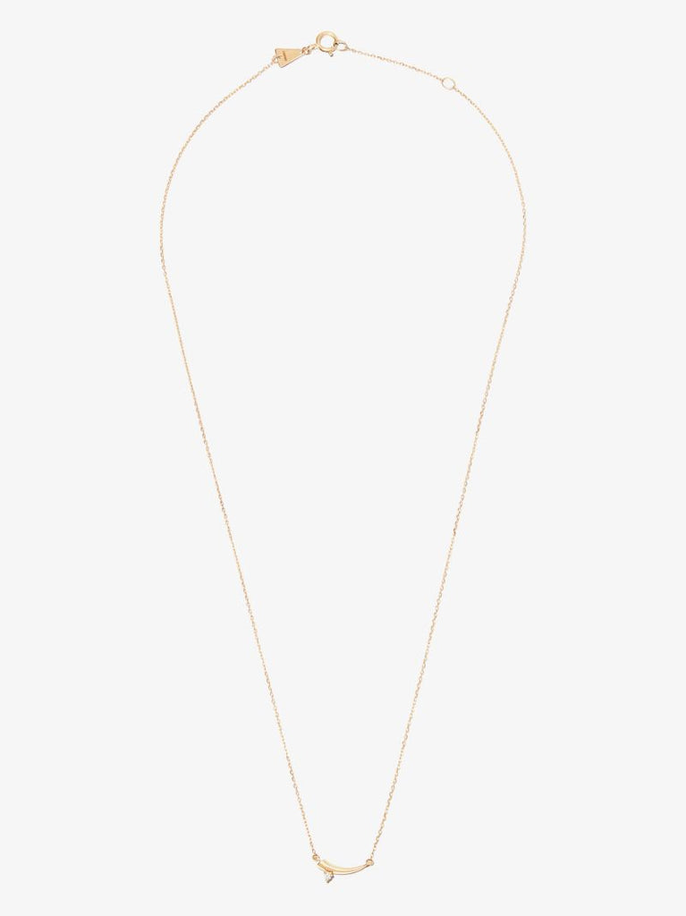 14k Yellow Gold Thorn Tiny Diamond Necklace