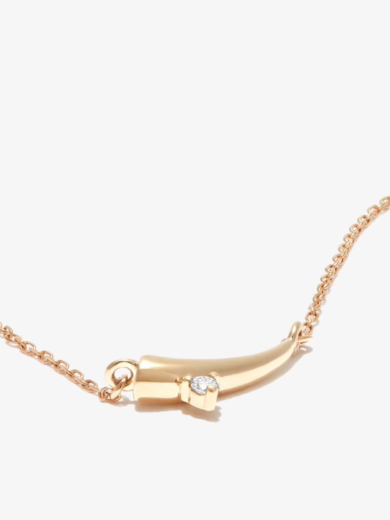 14k Yellow Gold Thorn Tiny Diamond Necklace