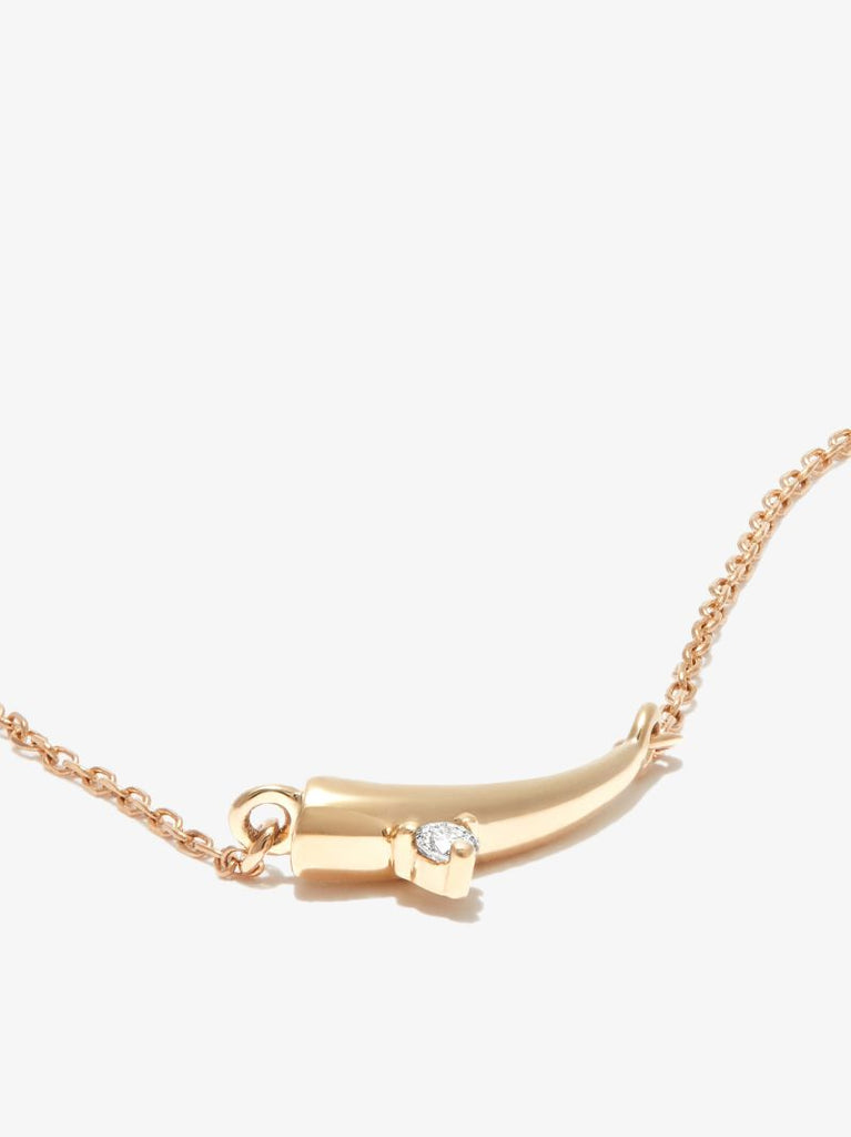 14k Yellow Gold Thorn Tiny Diamond Necklace