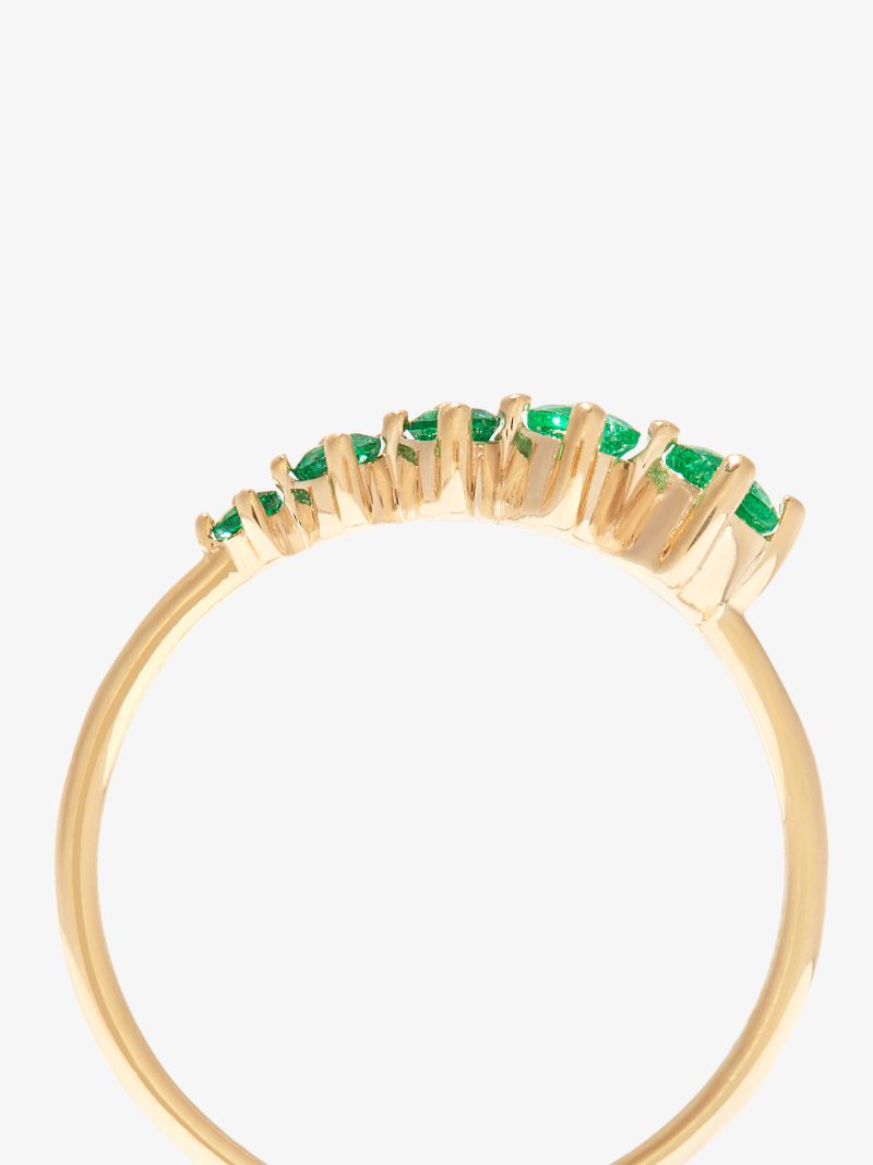 14k Yellow Gold Graduated Emerald Ring