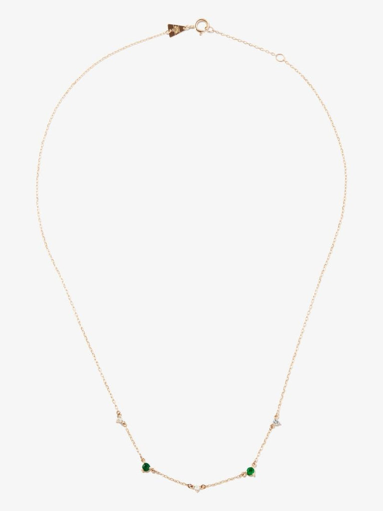 14k Yellow Gold Amigos Station Emerald and Diamond Necklace