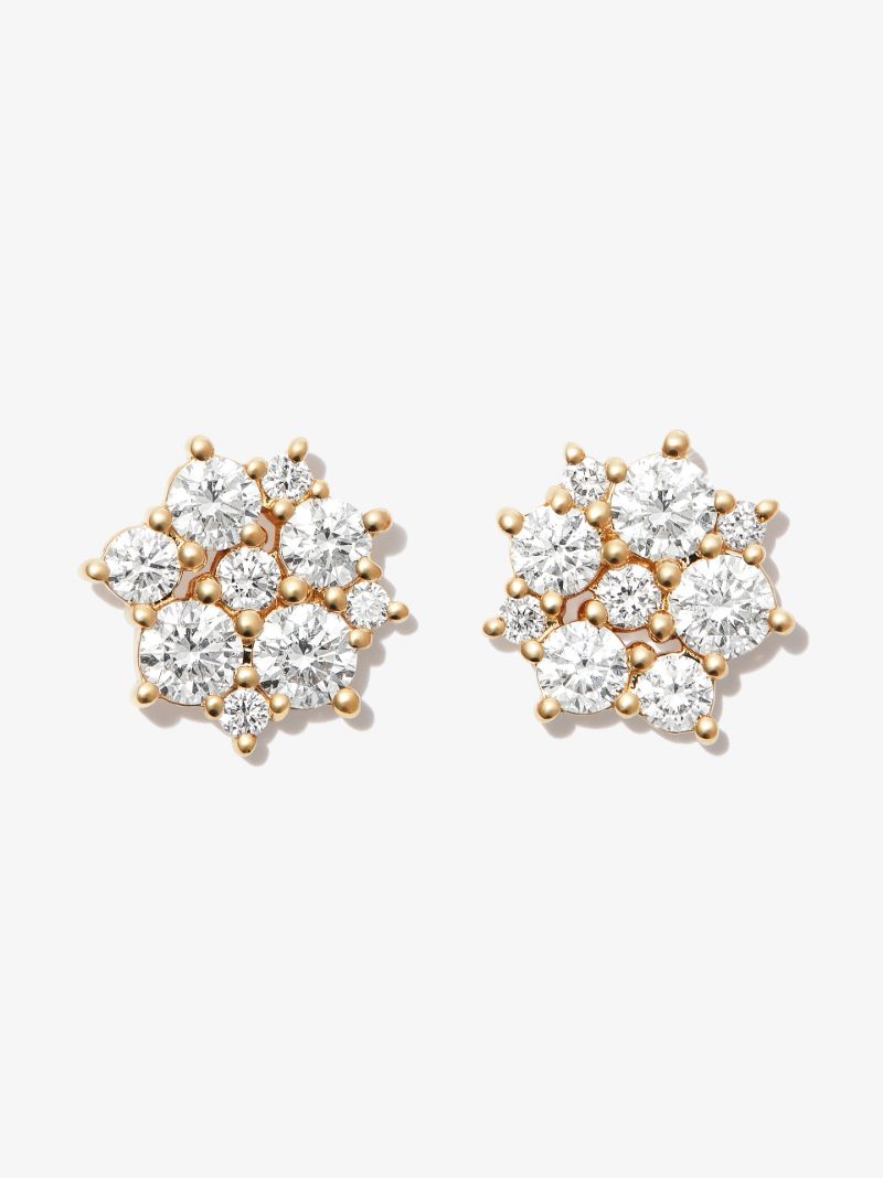 14k Yellow Gold Cocktail Diamond Stud Earrings