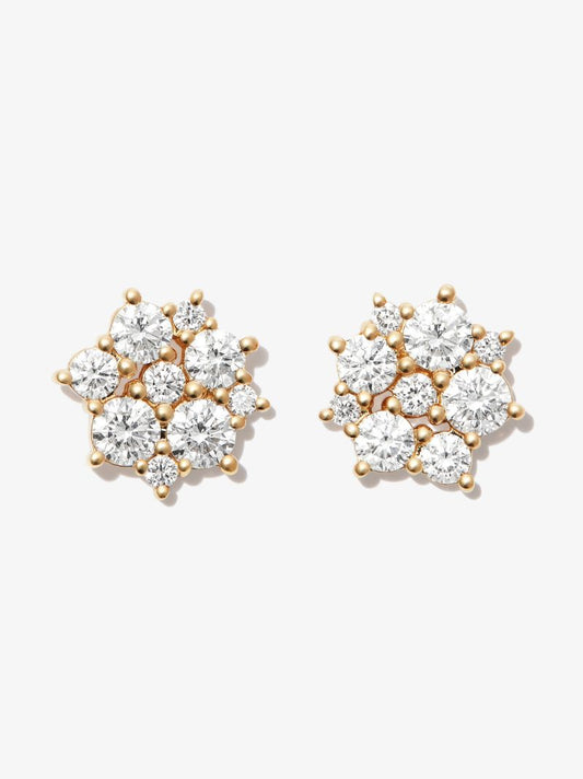 14k Yellow Gold Cocktail Diamond Stud Earrings