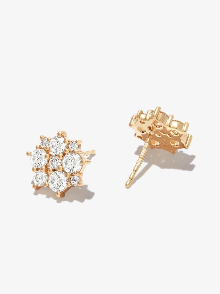 14k Yellow Gold Cocktail Diamond Stud Earrings