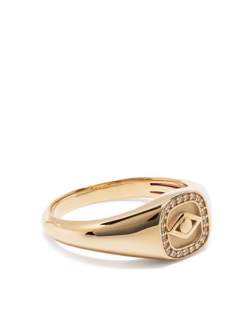 14k Yellow Gold Evil Eye Diamond Ring