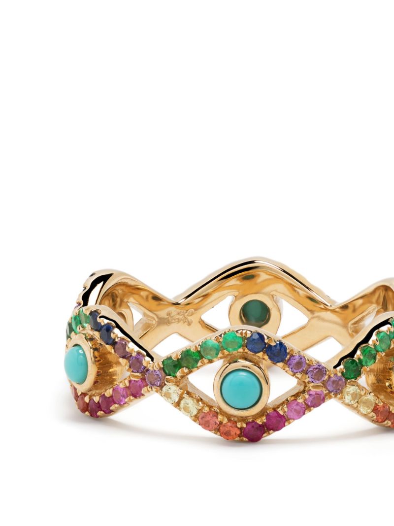 14k Yellow Gold Evil Eye Turquoise Ring