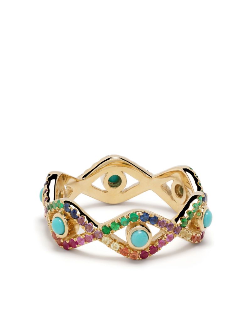 14k Yellow Gold Evil Eye Turquoise Ring