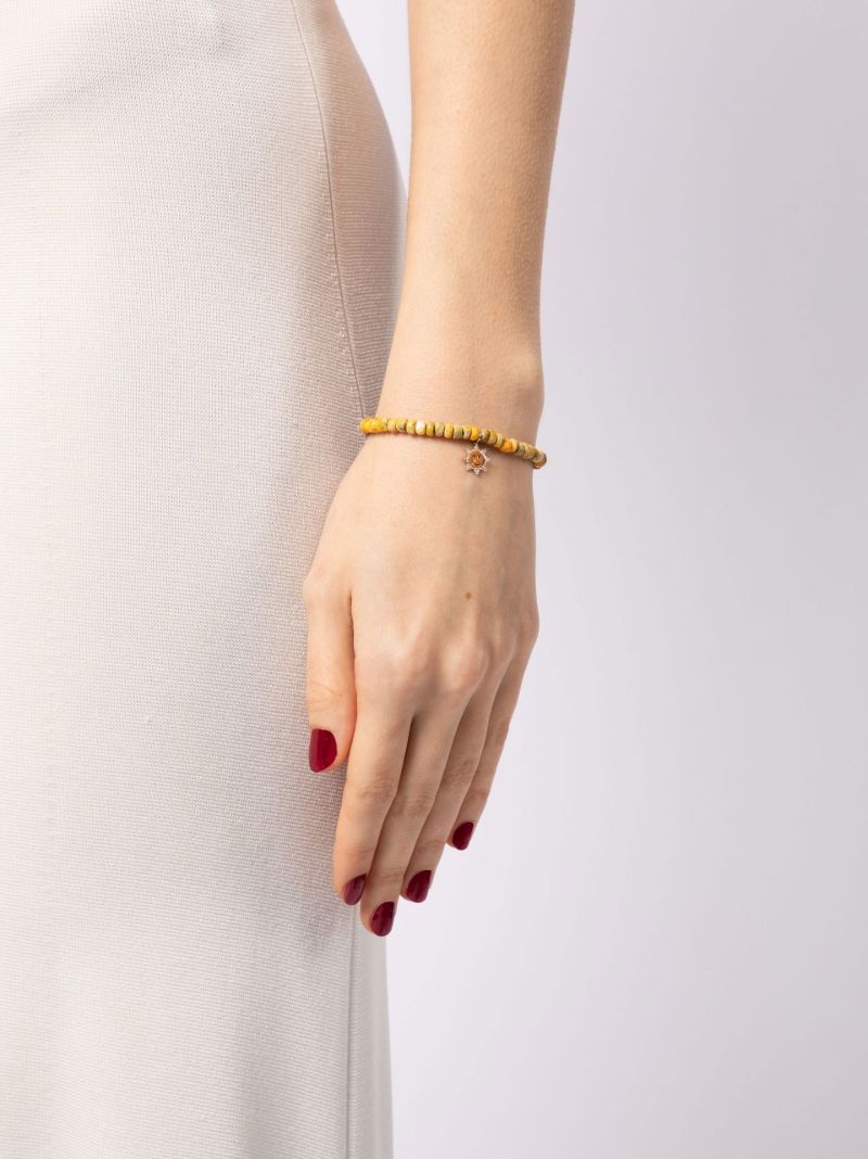14k Yellow Gold Jasper and Crystal Bracelet