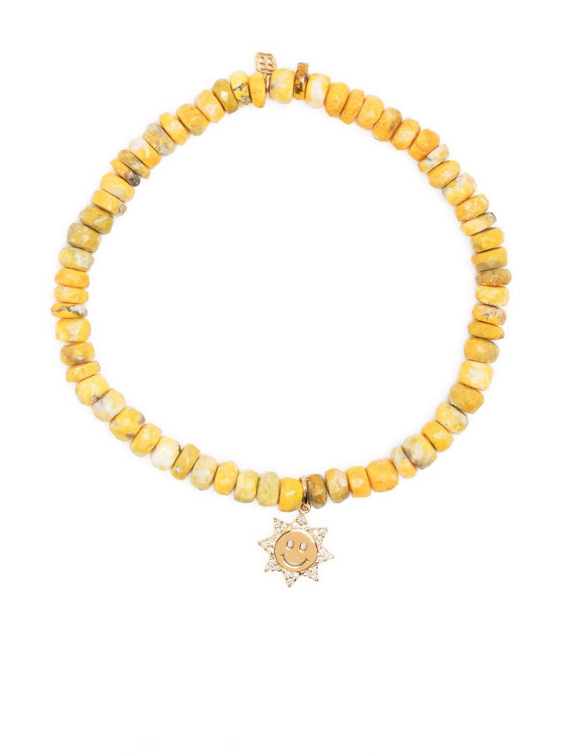 14k Yellow Gold Jasper and Crystal Bracelet