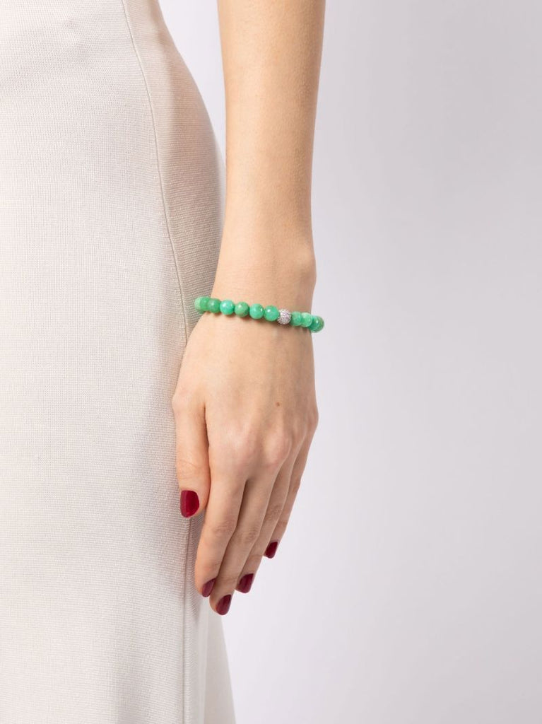14k White Gold Jade and Crystal Bracelet