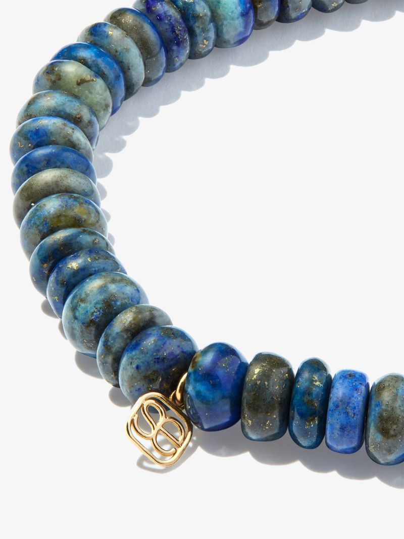 14k Yellow Gold Hamsa Lapis Lazuli Sapphire Beaded Bracelet