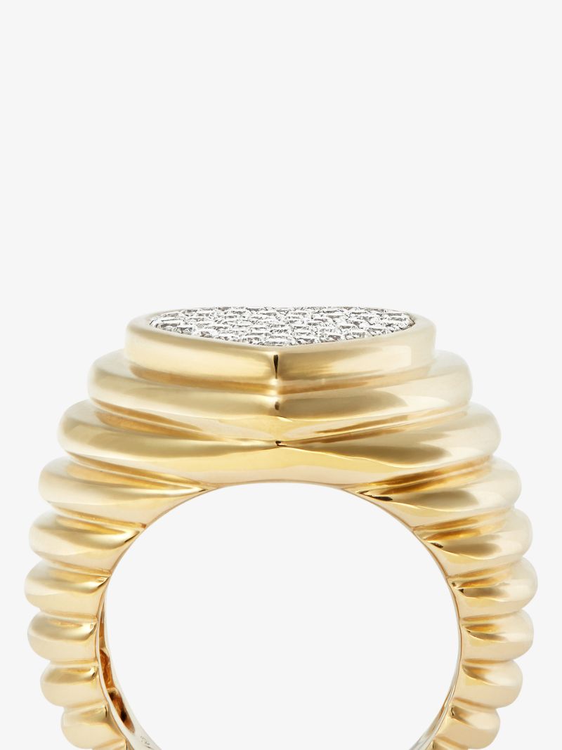 9k Yellow Gold Coeur Diamond Signet Ring