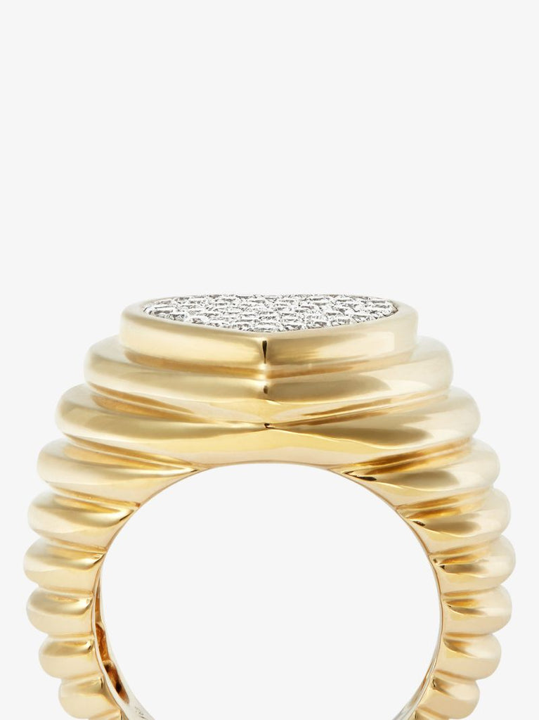 9k Yellow Gold Coeur Diamond Signet Ring