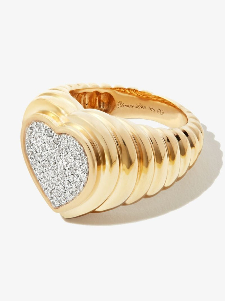 9k Yellow Gold Coeur Diamond Signet Ring