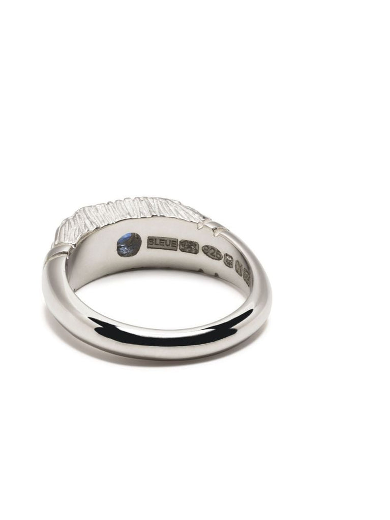 Sterling Silver Connected By Roots Sapphire Signet Ring