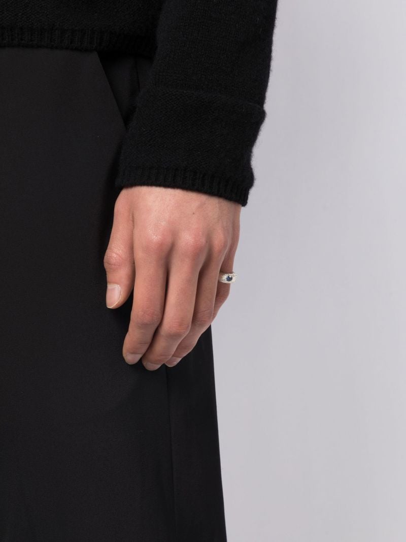 Sterling Silver Connected By Roots Sapphire Signet Ring