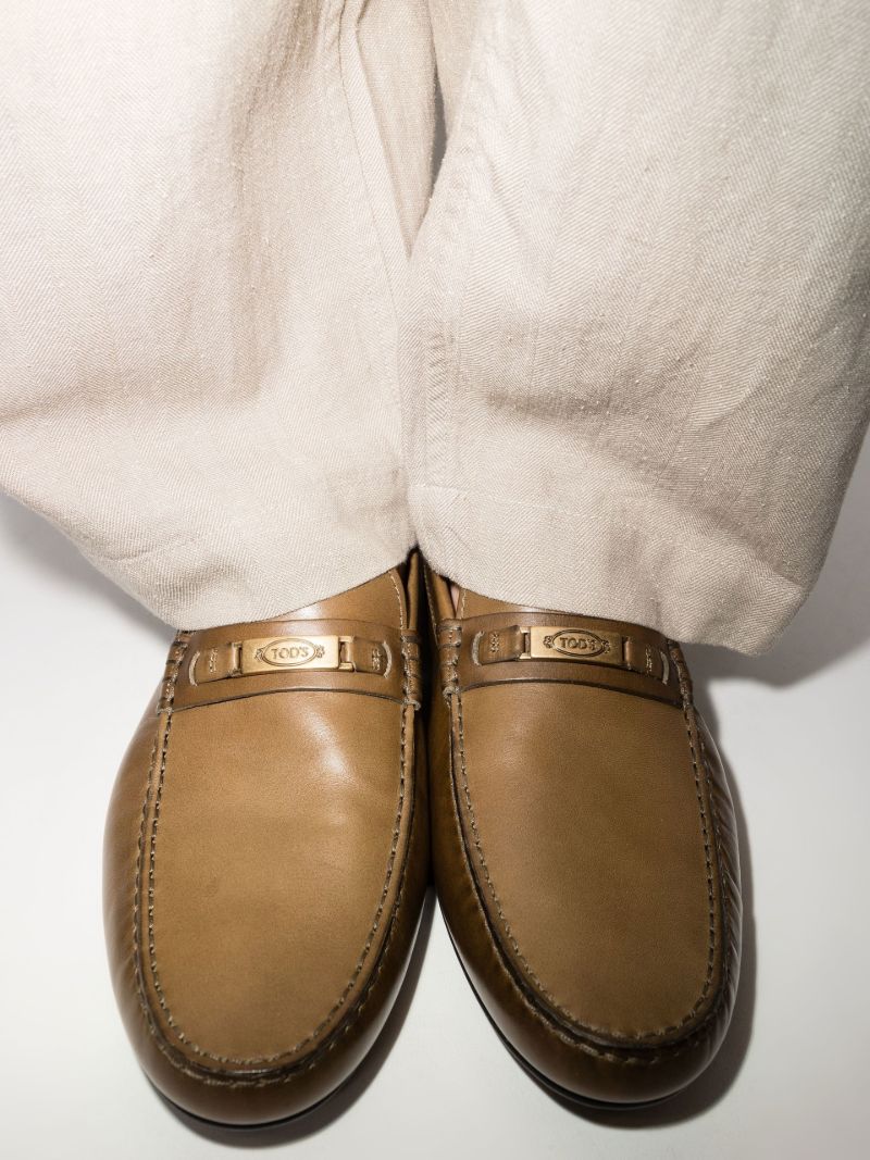 Brown Leather Driving Penny Loafers