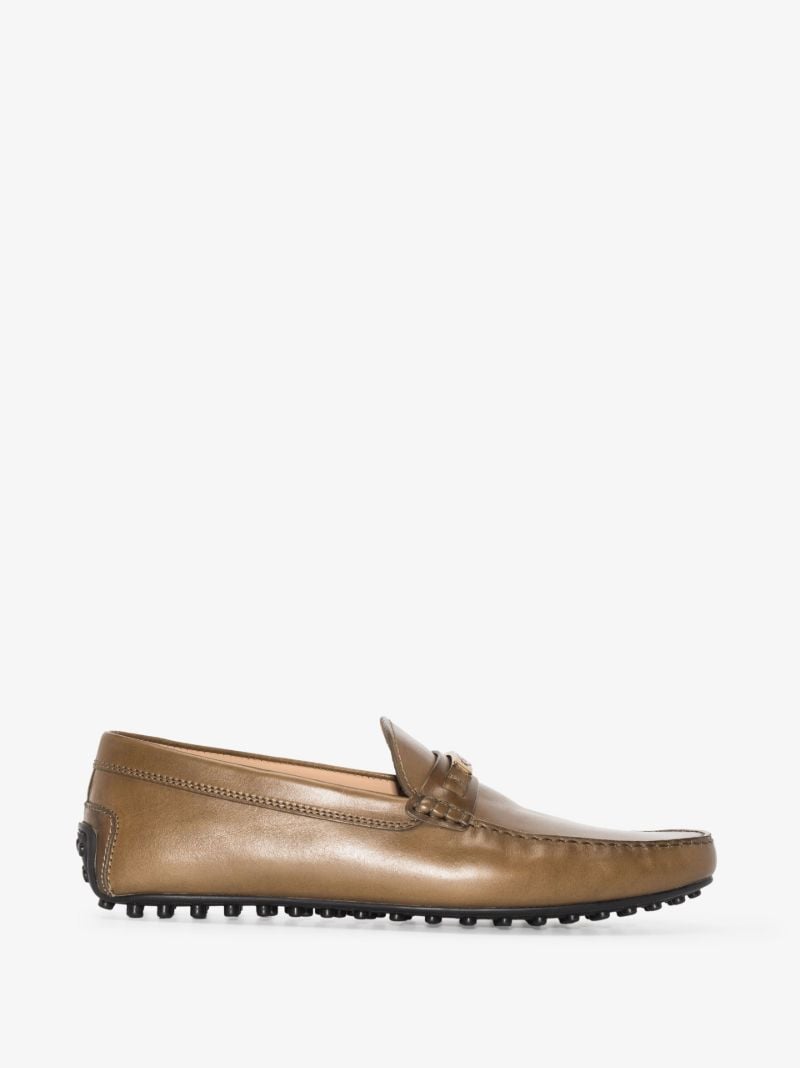 Brown Leather Driving Penny Loafers