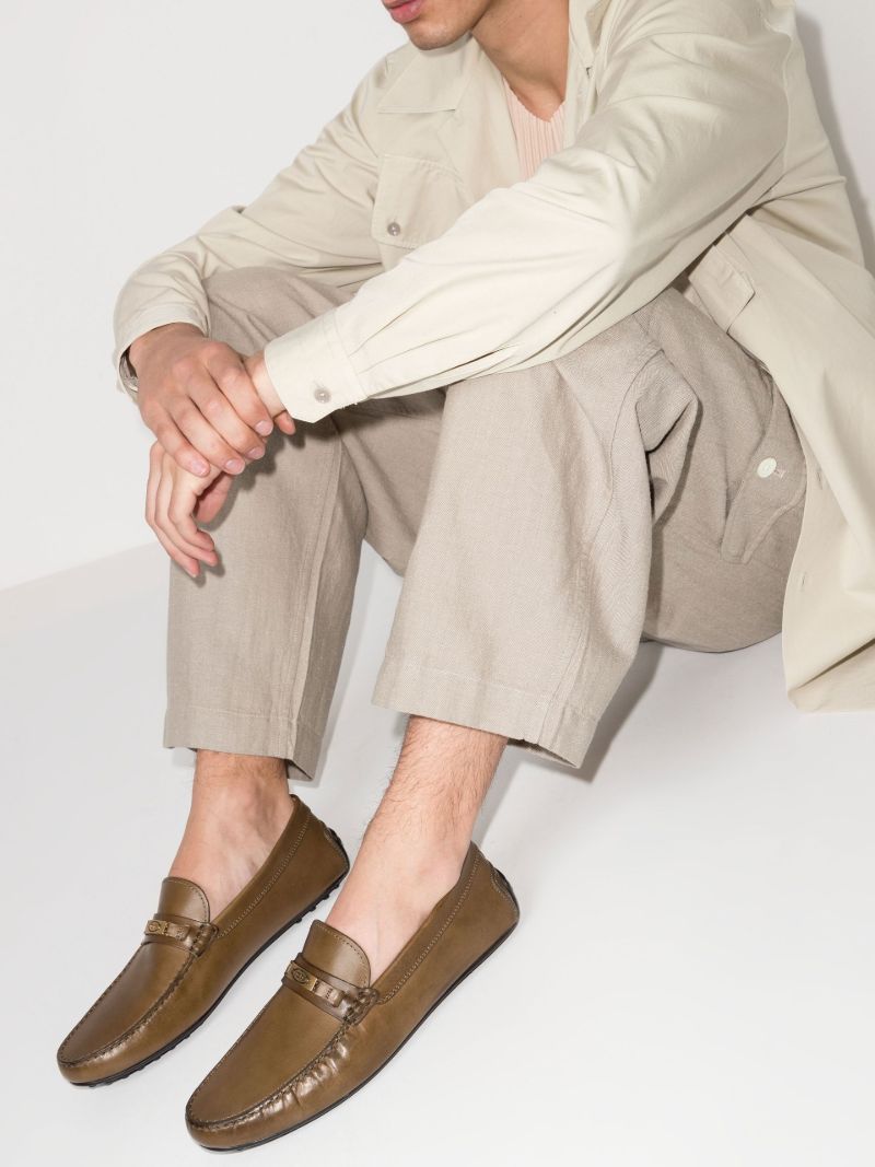 Brown Leather Driving Penny Loafers