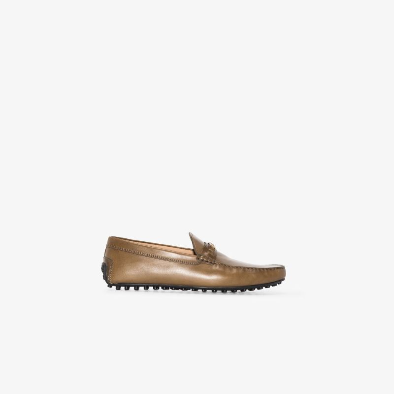 Brown Leather Driving Penny Loafers