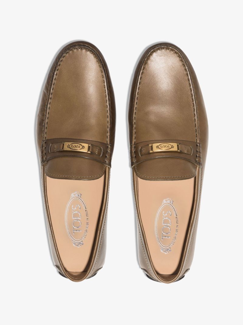 Brown Leather Driving Penny Loafers