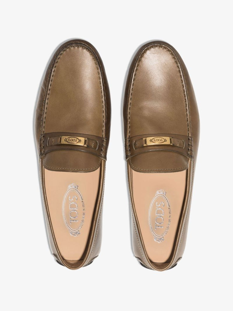 Brown Leather Driving Penny Loafers