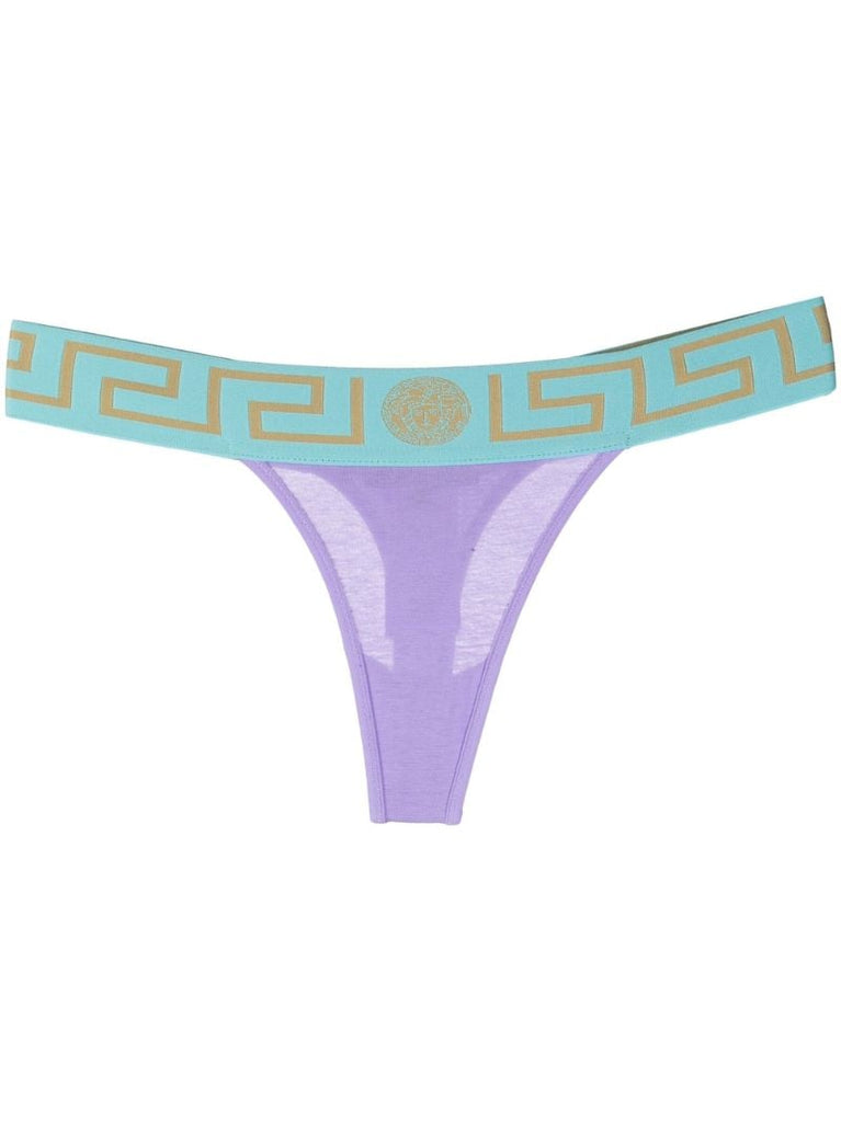 Purple Greca Border Thong