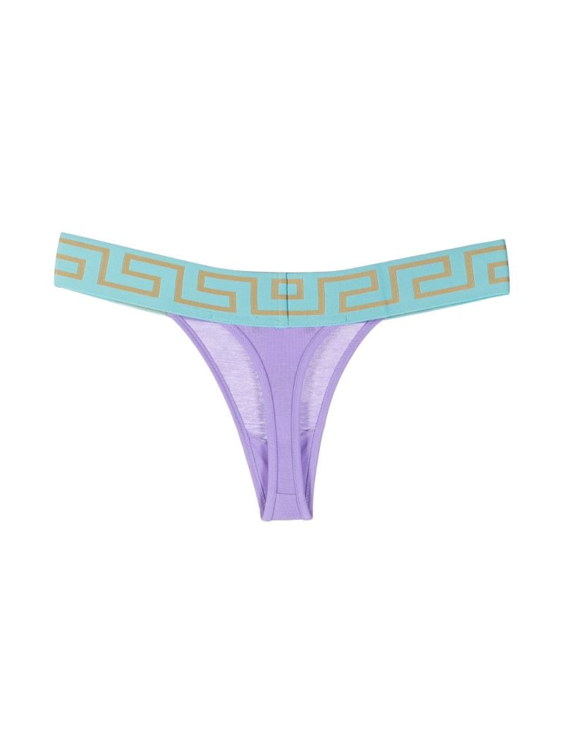 Purple Greca Border Thong