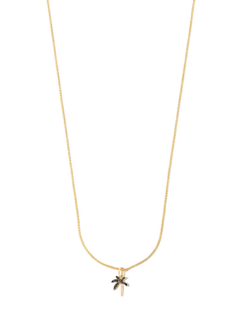 18k Yellow Gold and Diamond Palm Tree Necklace