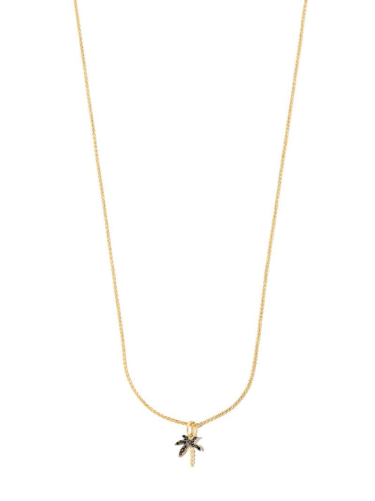 18k Yellow Gold and Diamond Palm Tree Necklace