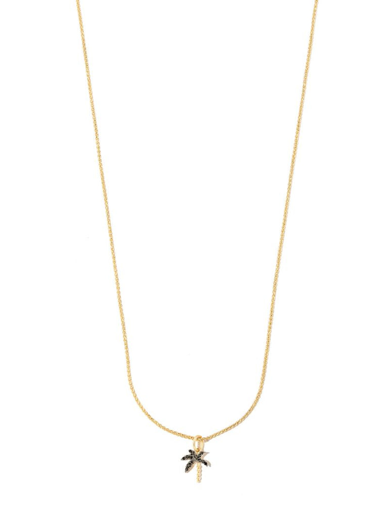 18k Yellow Gold and Diamond Palm Tree Necklace