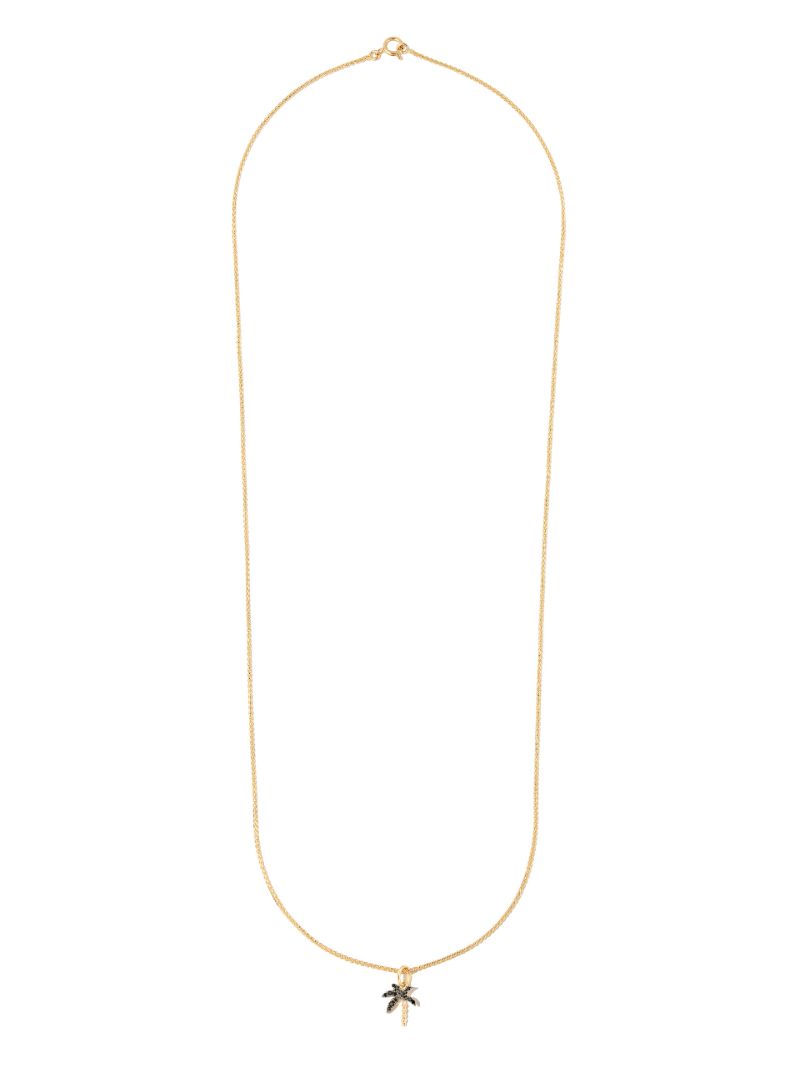 18k Yellow Gold and Diamond Palm Tree Necklace