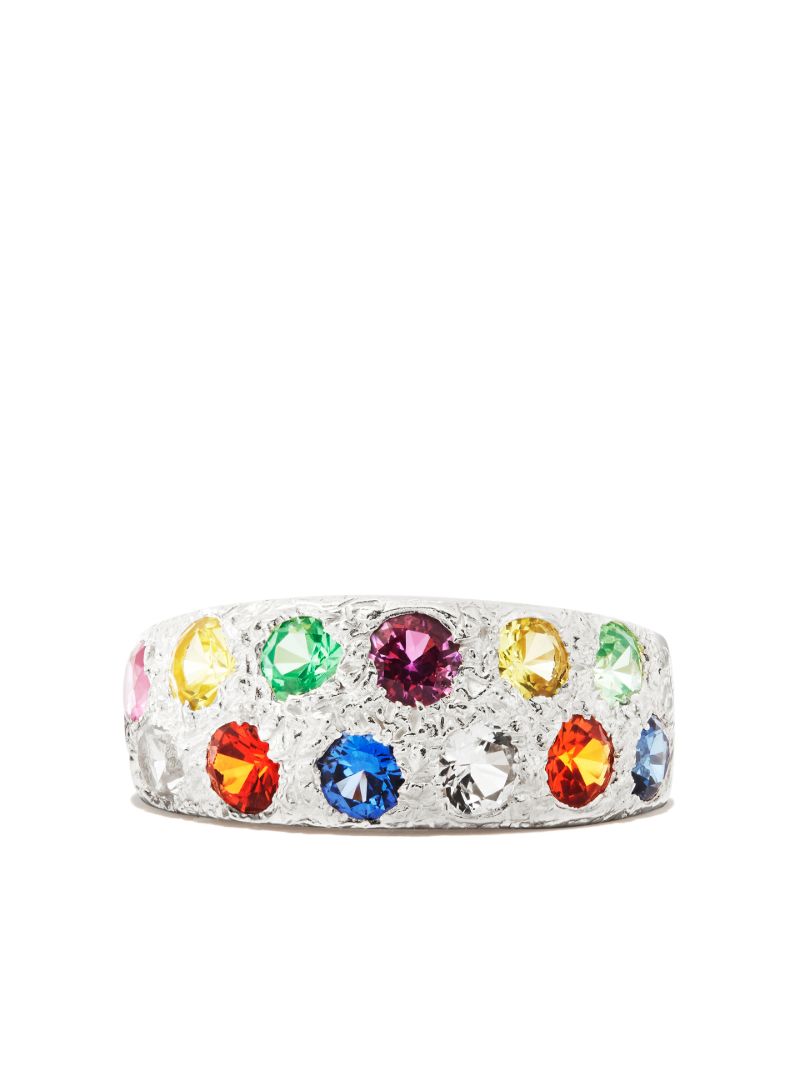 Sterling Silver Mini Riviera Sapphire Ring