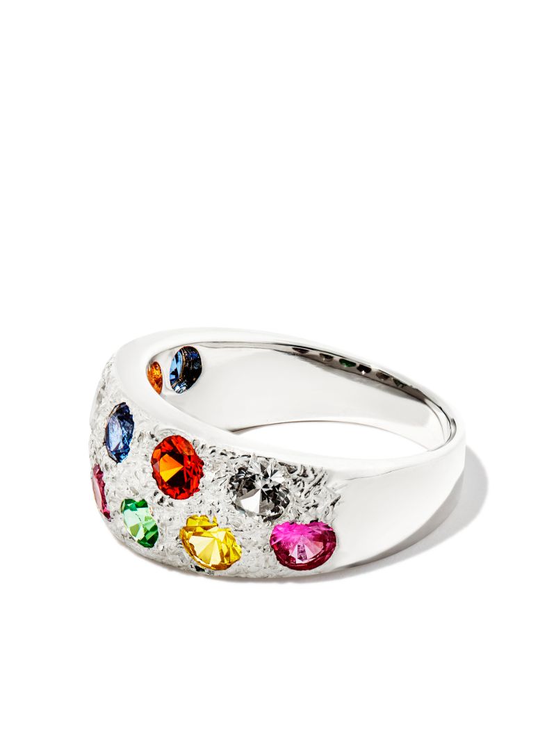 Sterling Silver Mini Riviera Sapphire Ring