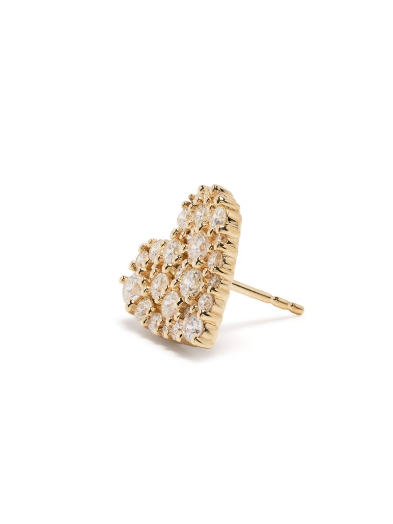 14k Yellow Gold Cocktail Heart Diamond Stud Earrings
