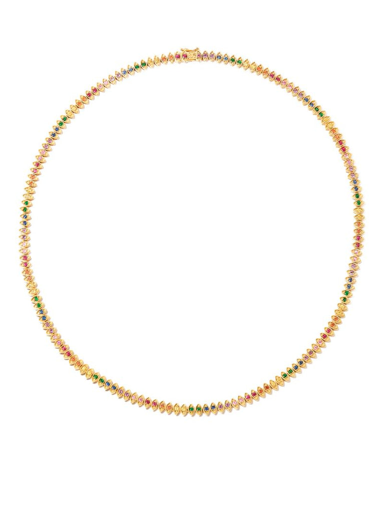 14k Yellow Gold Rainbow Eternity Necklace
