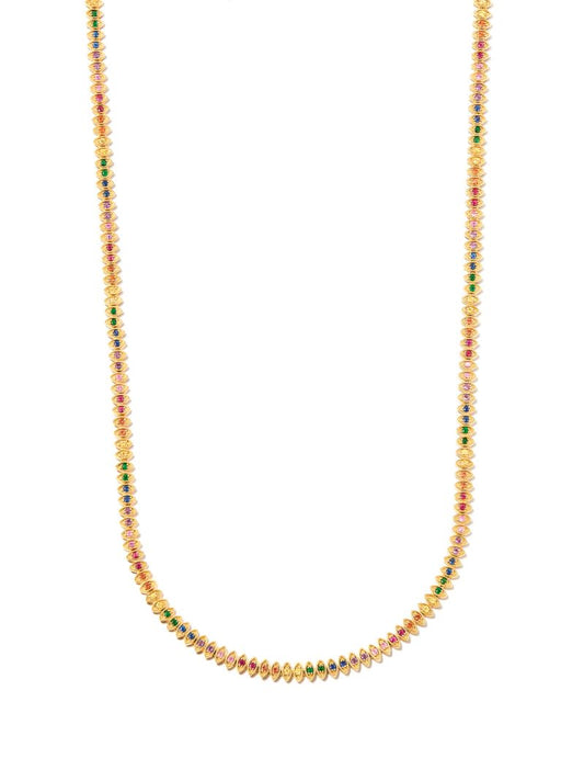 14k Yellow Gold Rainbow Eternity Necklace