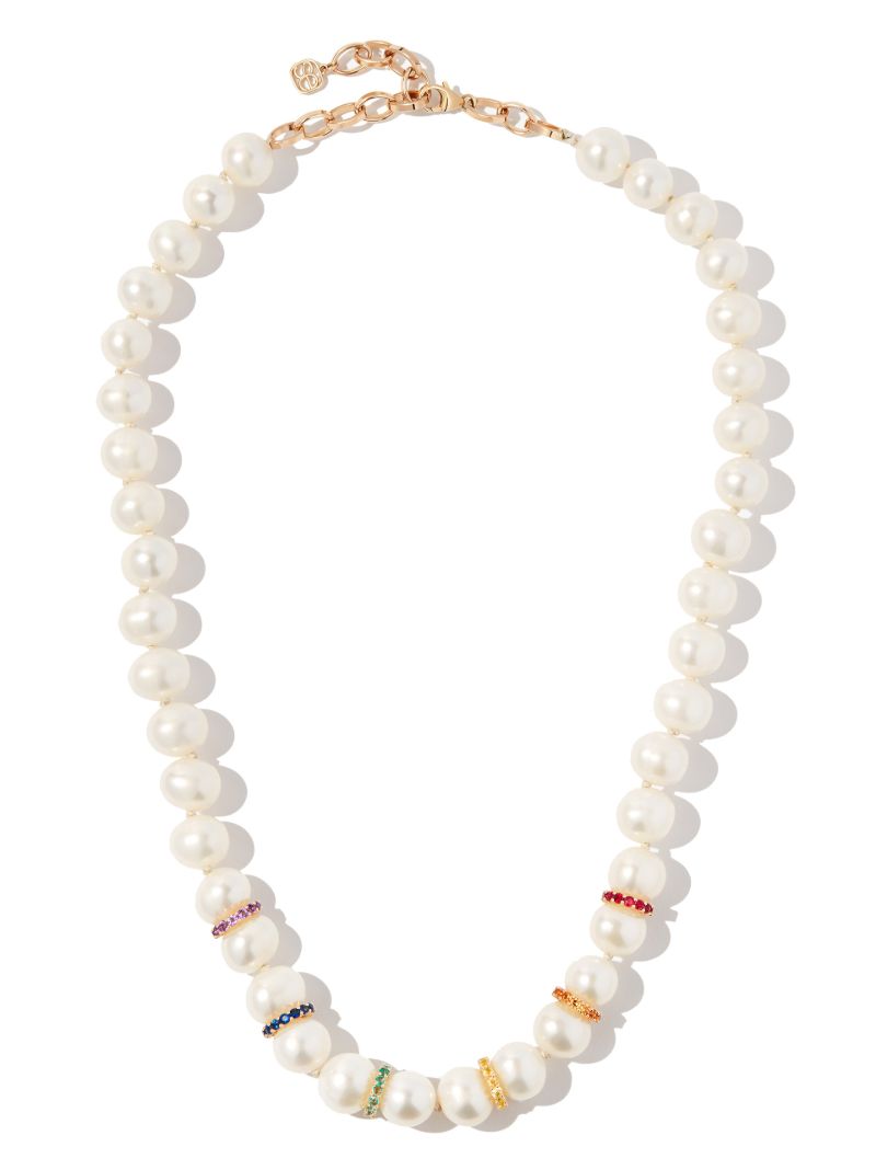 14k Yellow Gold Rainbow Pearl Necklace