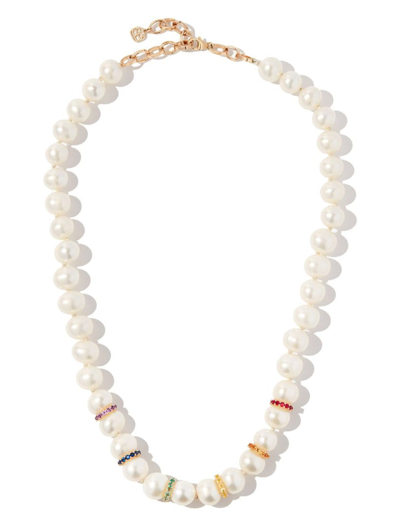 14k Yellow Gold Rainbow Pearl Necklace