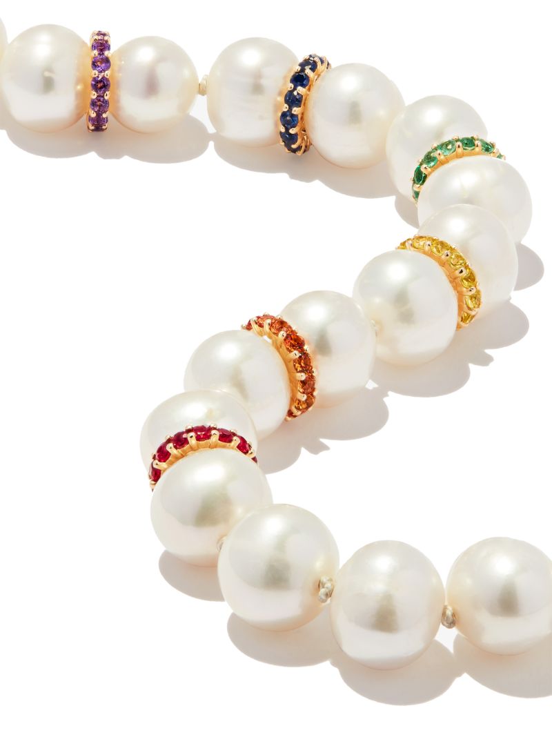 14k Yellow Gold Rainbow Pearl Necklace