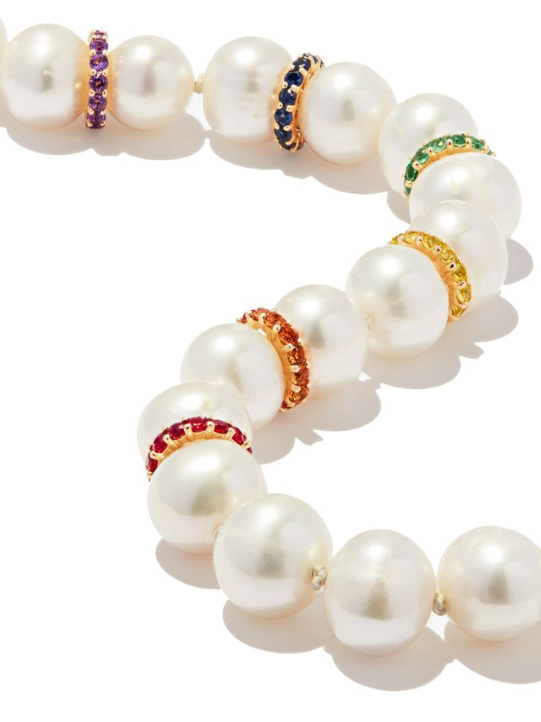 14k Yellow Gold Rainbow Pearl Necklace