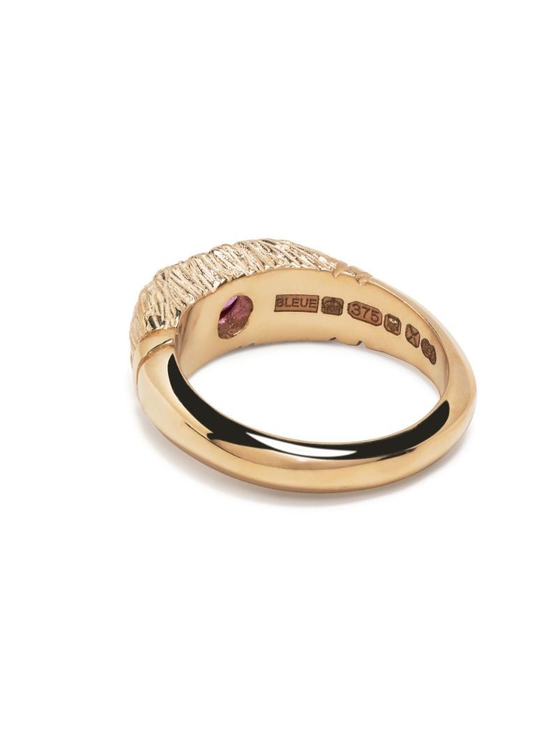 9k Yellow Gold Connected By Roots Sapphire Signet Ring