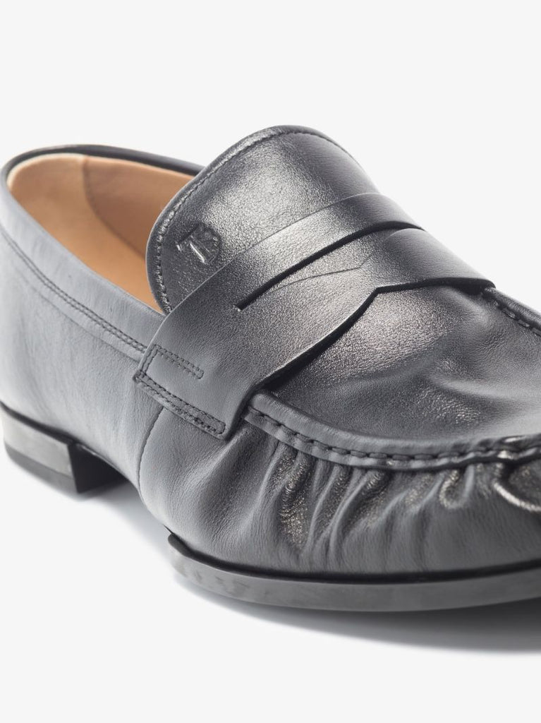Black Moccasin Leather Loafers