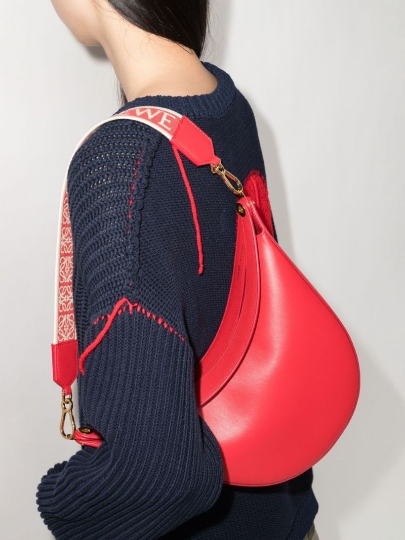 Red Luna Leather Shoulder Bag