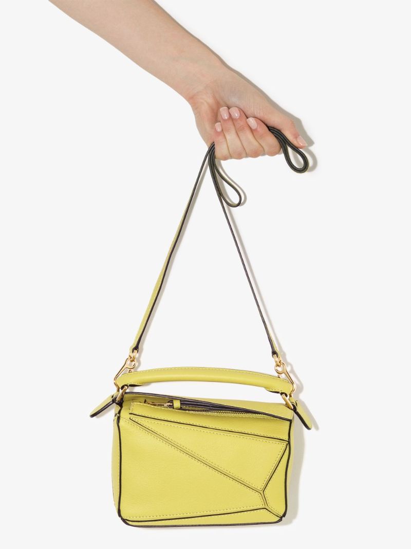 Yellow Puzzle Small Leather Shoulder Bag