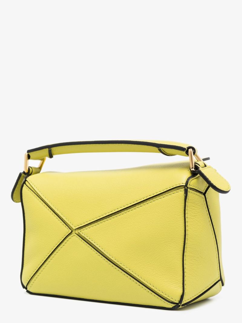 Yellow Puzzle Small Leather Shoulder Bag