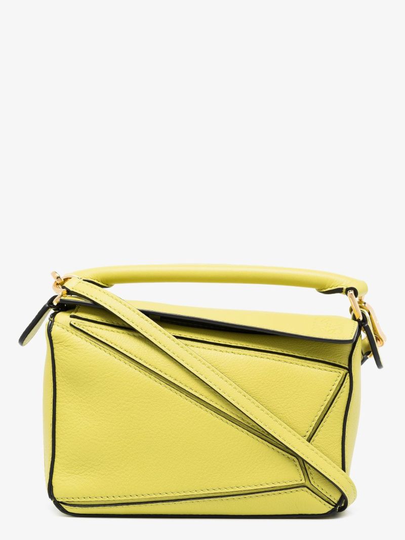 Yellow Puzzle Small Leather Shoulder Bag