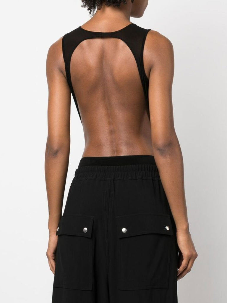 Black Backless V-neck Bodysuit